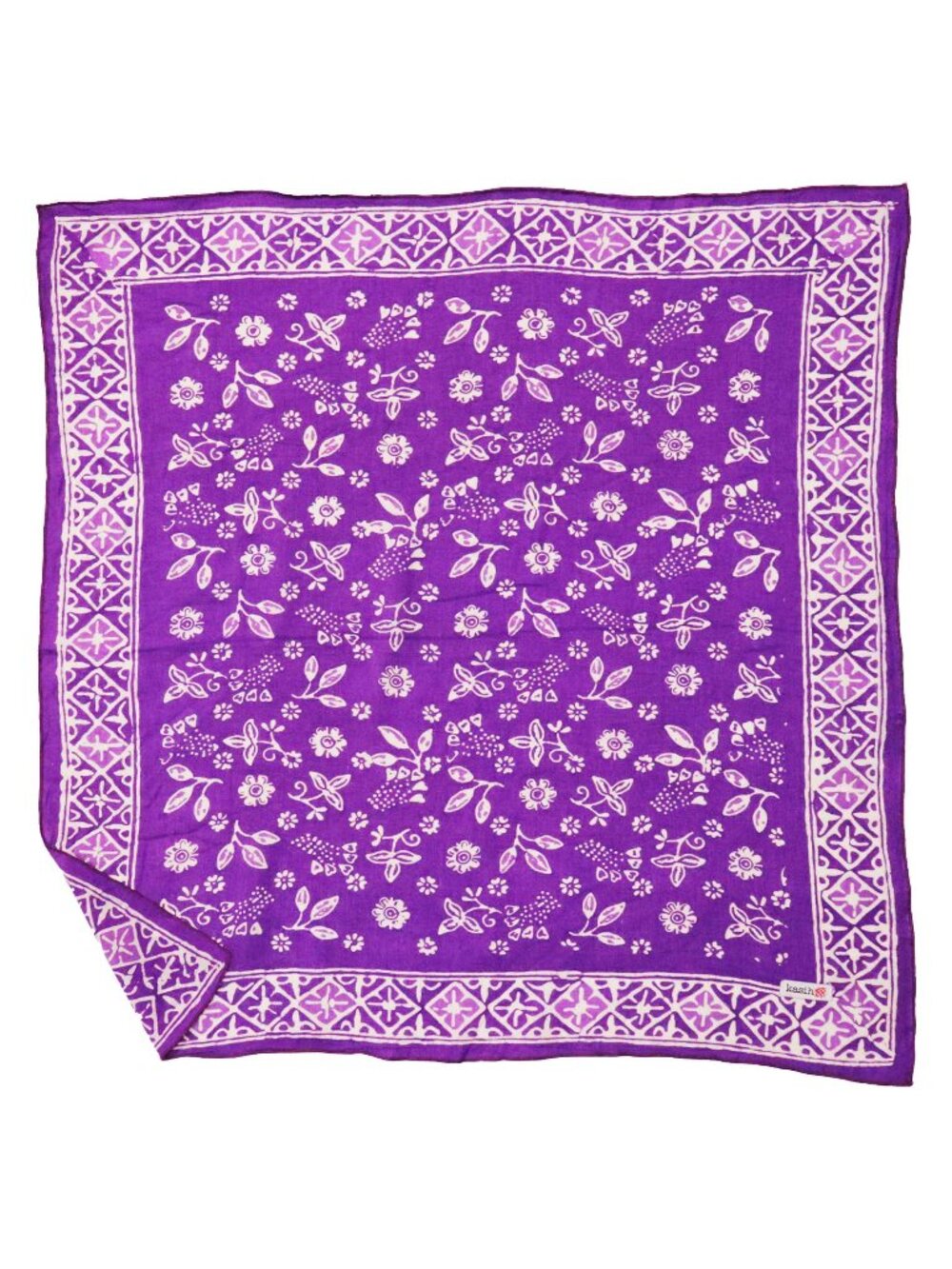 Hand Dyed Batik Bandana Berry Sprig Purple Lilac Soft Cotton